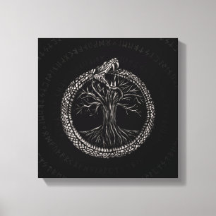 Ouroboros met levensboom canvas afdruk