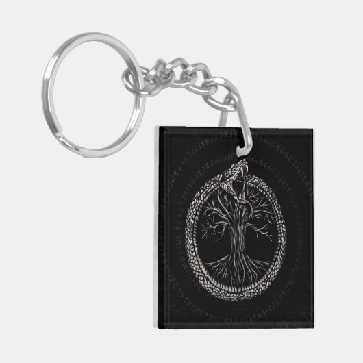 Ouroboros met levensboom sleutelhanger (Voorkant Links)