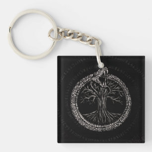 Ouroboros met levensboom sleutelhanger