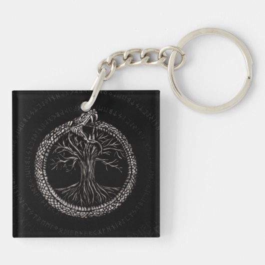 Ouroboros met levensboom sleutelhanger (Achterkant)