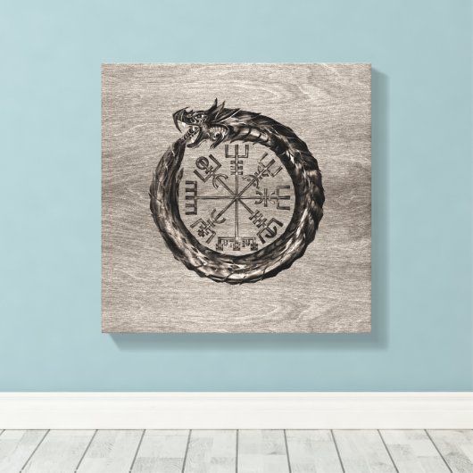 Ouroboros met Vegvisir Canvas Afdruk (Insitu (Houten vloer))