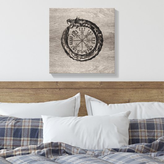 Ouroboros met Vegvisir Canvas Afdruk (Insitu (Slaapkamer))
