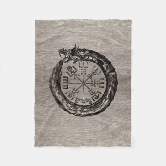 Ouroboros met Vegvisir Fleece Deken (Voorkant)