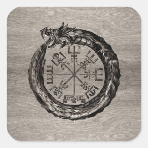 Ouroboros met Vegvisir Vierkante Sticker