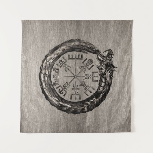 Ouroboros met Vegvisir Wandkleed (Voorkant (horizontaal))