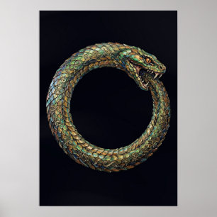 Ouroboros — Oude Slangsymbool Runen Poster