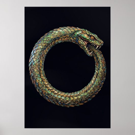 Ouroboros — Oude Slangsymbool Runen Poster (Voorkant)