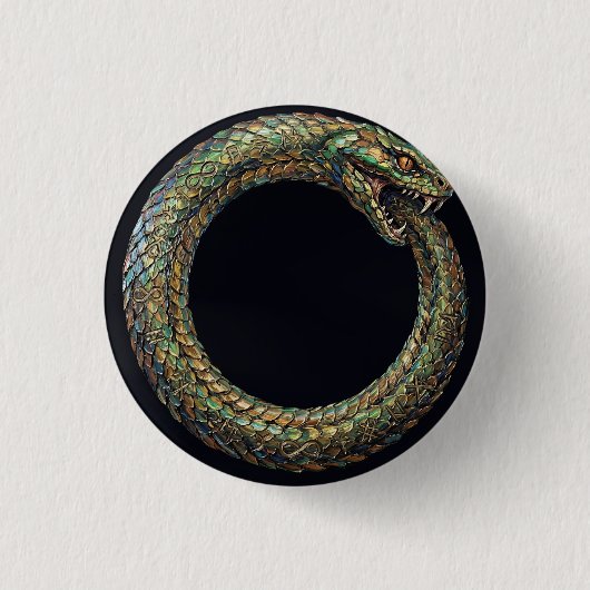 Ouroboros — Oude Slangsymbool Runen Poster Ronde Button 3,2 Cm (Voorkant)