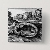 Ouroboros Serpent Pin-back Vierkante Button 5,1 Cm (Voorkant)
