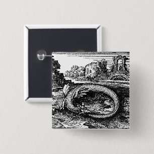 Ouroboros Serpent Pin-back Vierkante Button 5,1 Cm