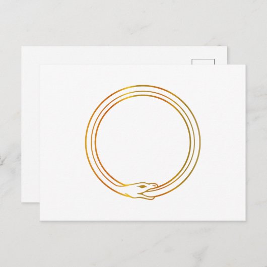 Ouroboros snake golden self-ingeing slang symbol uitnodiging briefkaart (Voorkant / Achterkant)