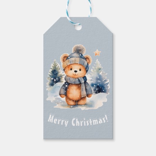 Ours en peluche dans la forêt, personnalisé cadeaulabel (Voorkant)