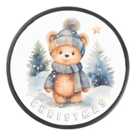 Ours en peluche dans la forêt, personnalisé hockey puck