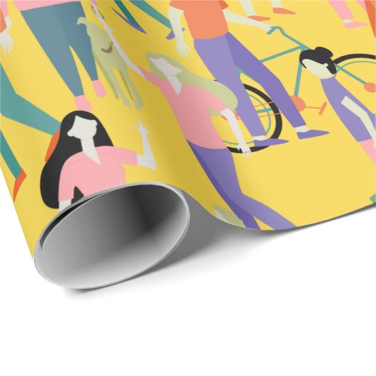 Out and About People Pattern Cadeaupapier (Rol Hoek)