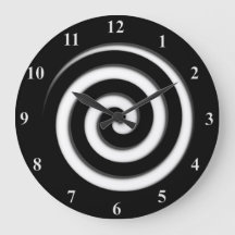 Out Black Spiral Hypno Wall Clock