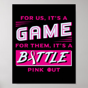 Out Borstkanker Softbal Roze Lint Mammog Poster