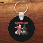 Out Here Balling Santa Soccer Christmas Tree Srt L Sleutelhanger (Voorkant)