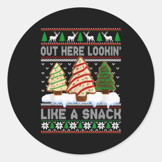 Out Here Lookin' Like A Snack Christmas Cakes Debb Ronde Sticker (Voorkant)