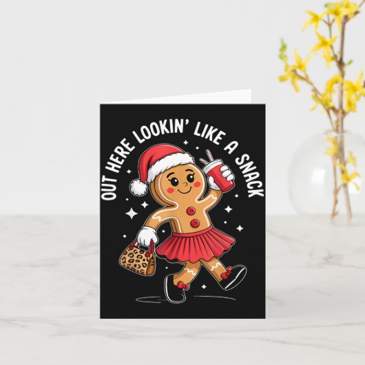Out Here Looking Like A Snack Funny Boujee Xmas Gi Kaart (Gele Bloem)