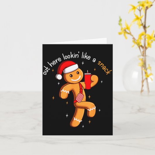 Out Here Looking Like A Snack Funny Boujee Xmas Gi Kaart (Gele Bloem)