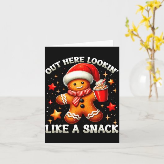 Out Here Looking Like A Snack Funny Boujee Xmas Gi Kaart (Gele Bloem)