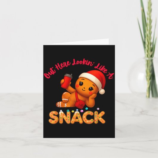 Out Here Looking Like A Snack Funny Xmas Light Gin Kaart (Voorkant)