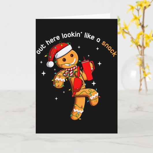 Out Here Looking Like A Snack Funny Xmas Light Gin Kaart (Gele Bloem)