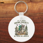 Out Of Breath Hiking Society Raccoon Funny Hiking Sleutelhanger (Voorkant)