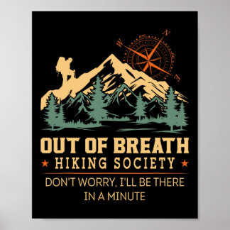Out of Breath Hiking Society Wandelen in de natuur Poster