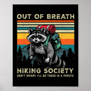 Out of Breath Hiking Society Wasbeer Wandelen Vint Poster