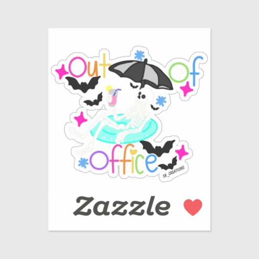 Out Of Office Ontspannend Skelet   Sticker (Vel)