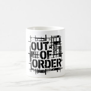Out of Order Brutalist Industriële Typografie Zwee Koffiemok