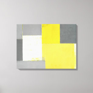 'Out-of-Step' Abstracte grijze en gele kunst Canvas Afdruk