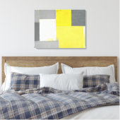 'Out of Step' Grijze en Gele Abstracte Kunst Canvas Afdruk (Insitu (Slaapkamer))
