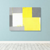'Out of Step' Grijze en Gele Abstracte Kunst Canvas Afdruk (Insitu (Houten vloer))