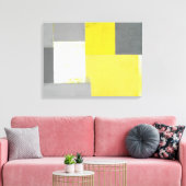 'Out of Step' Grijze en Gele Abstracte Kunst Canvas Afdruk (Insitu (Woonkamer))