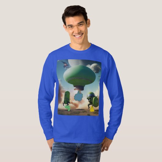 Out-of-This-World Gas: Hilarische Scheten Aliens T-shirt (Voorkant volledig)