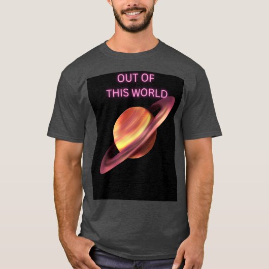 Out of This World Neon Saturn Heren T-Shirt (Voorkant)