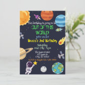 Out of this World, space birthday Invitation Kaart (Staand voorkant)