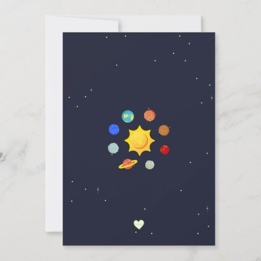 Out of this World, space birthday Invitation Kaart (Achterkant)