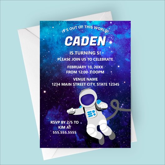 Out of This World Space Birthday Invitation Kaart