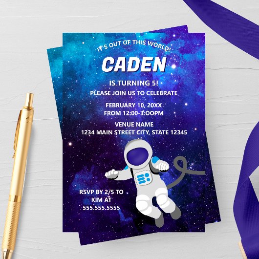 Out of This World Space Birthday Invitation Kaart