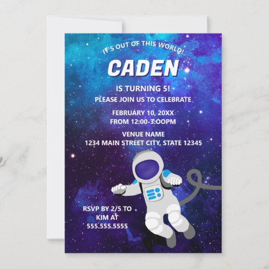 Out of This World Space Birthday Invitation Kaart (Voorkant)