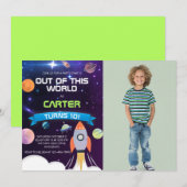 Out of This World Space Verjaardag Foto Uitnodigin Kaart (Voorkant / Achterkant)