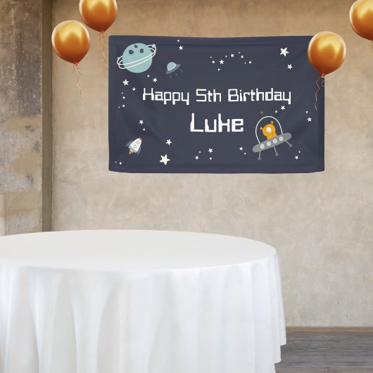 Out of This World Space Verjaardagsfeestbanner Spandoek
