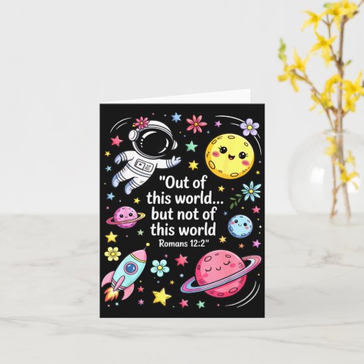 Out Of This World Spaceship Planet Galaxy Christia Kaart (Gele Bloem)