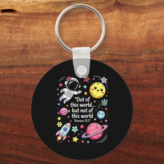 Out Of This World Spaceship Planet Galaxy Christia Sleutelhanger (Voorkant)