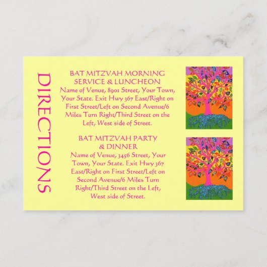 'Out-of-Town Guest DIRECTIONS'-kaart (kleine rec.) Informatiekaartje (Achterkant)