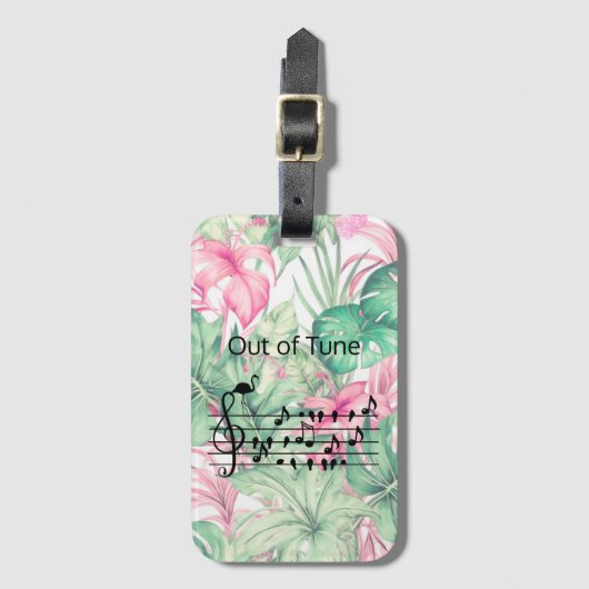 Out of Tune Flamingo bij zangvogels Bagagelabel (Voorkant (verticaal))