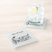 Out of Tune Flamingo bij zangvogels Glazen Onderzetter (Schuin)